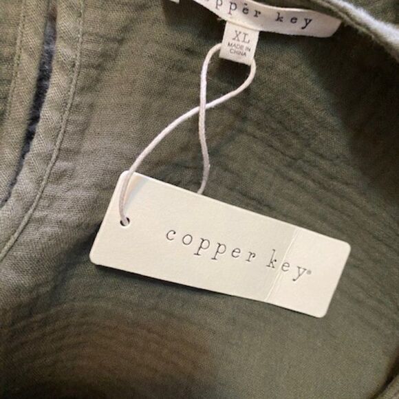 Copper Key Green Long sleeves Peplum blouse, size XL - Picture 3 of 3